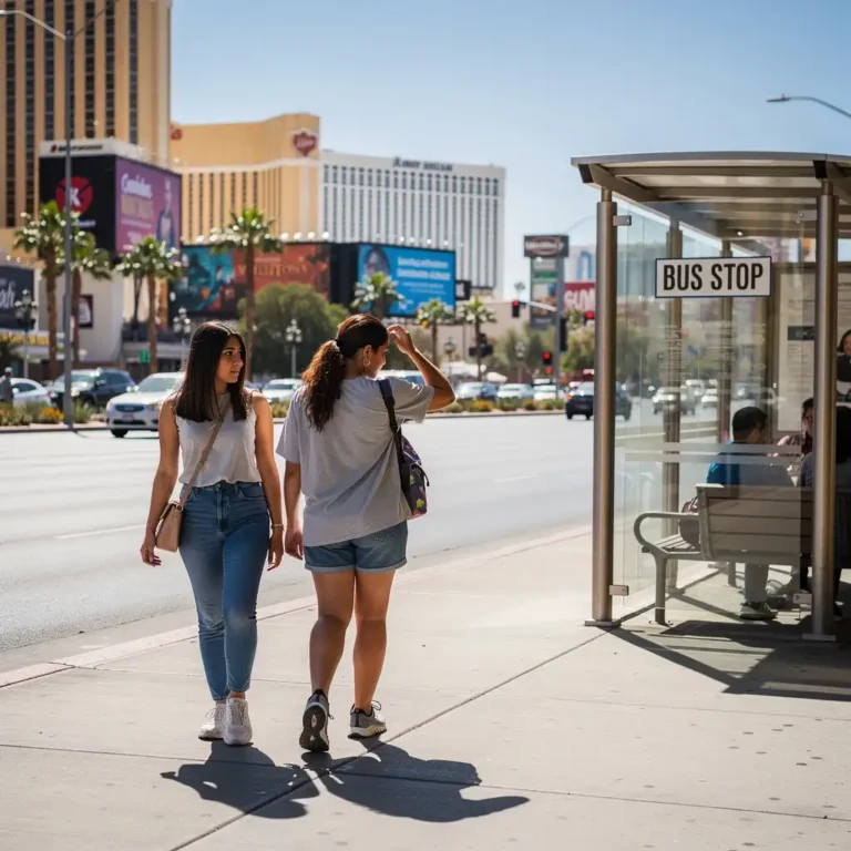 Caminando bajo el fuerte calor de Las Vegas